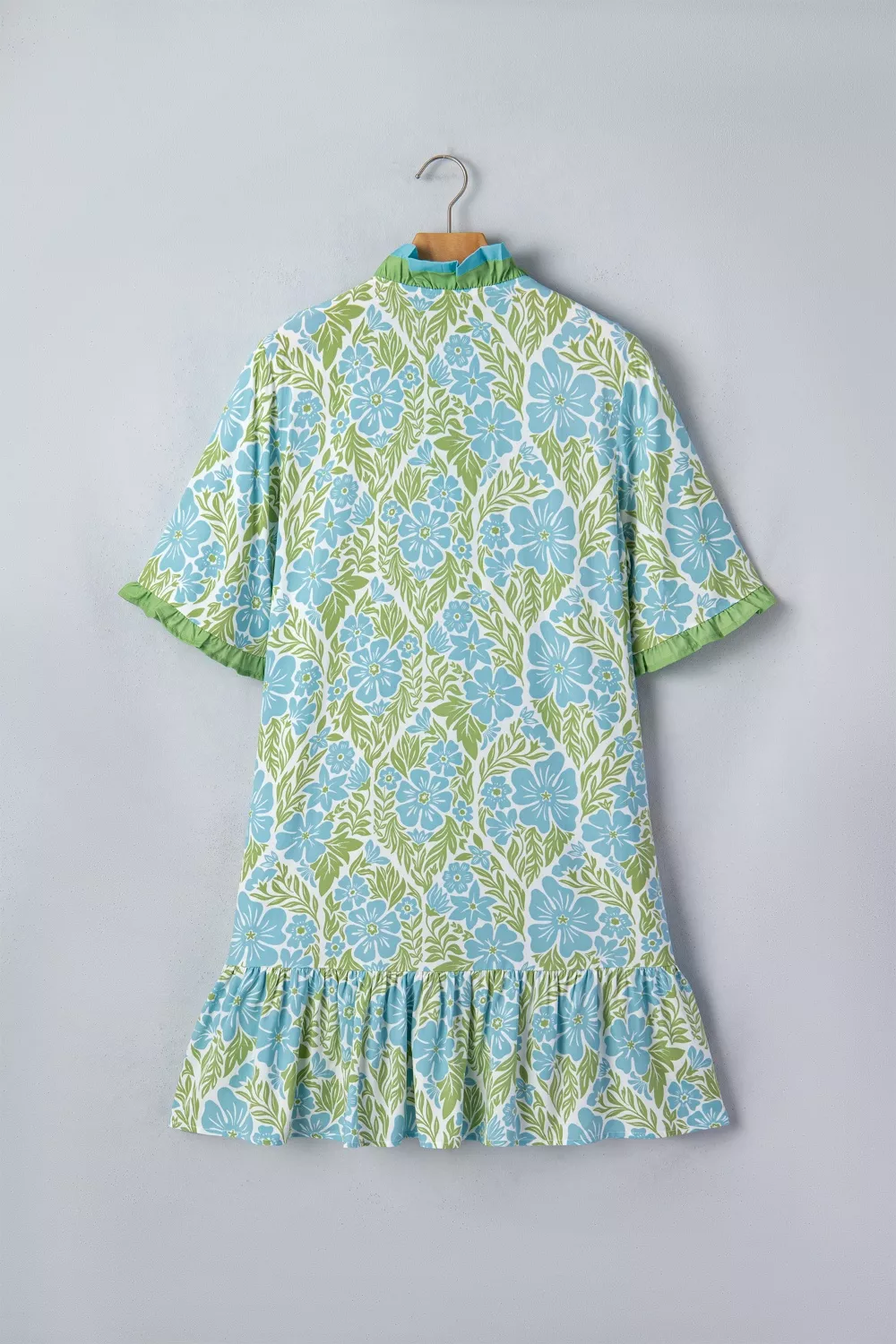 Floral Print Ruffle Hem Button-Up Mini Dress, image 4