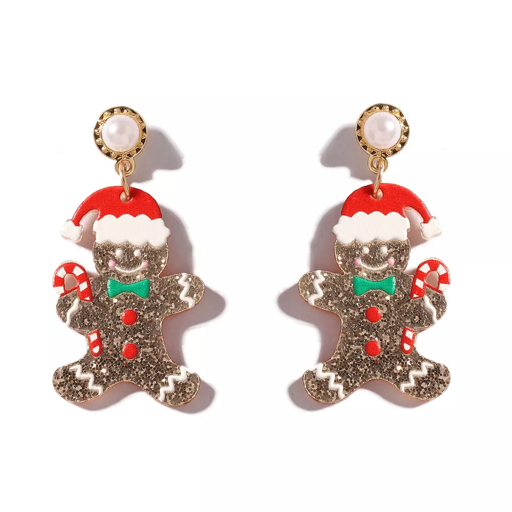 Christmas Gingerbread Man Dangle Earrings, image 7