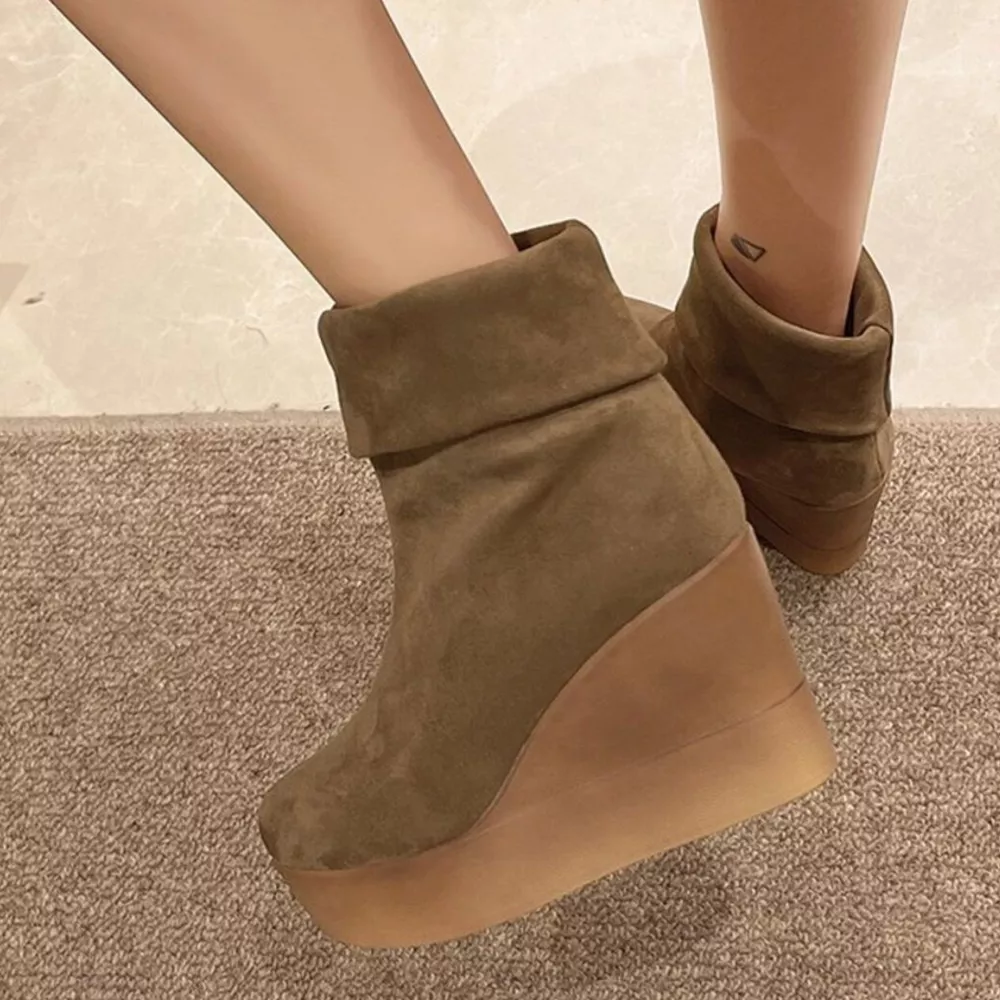Round Toe Wedge Boots, image 6