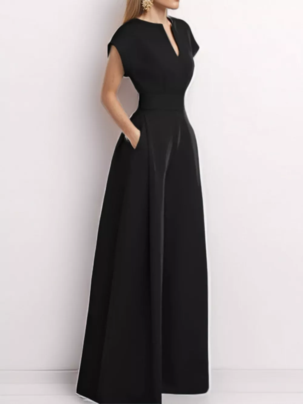 Full Size Notched Wide Leg Jumpsuit Plus Size, image 9