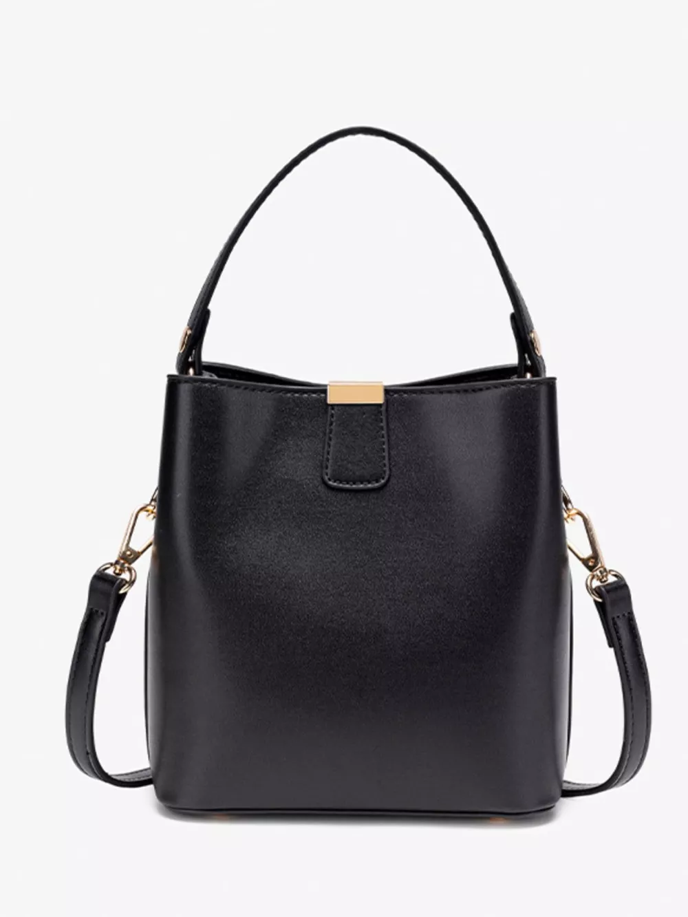 PU Leather Bucket Crossbody Bag with Gold-Tone Hardware, image 7