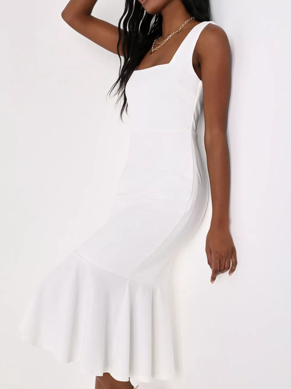 Sleeveless Square Neck Mermaid Midi Dress, image 13