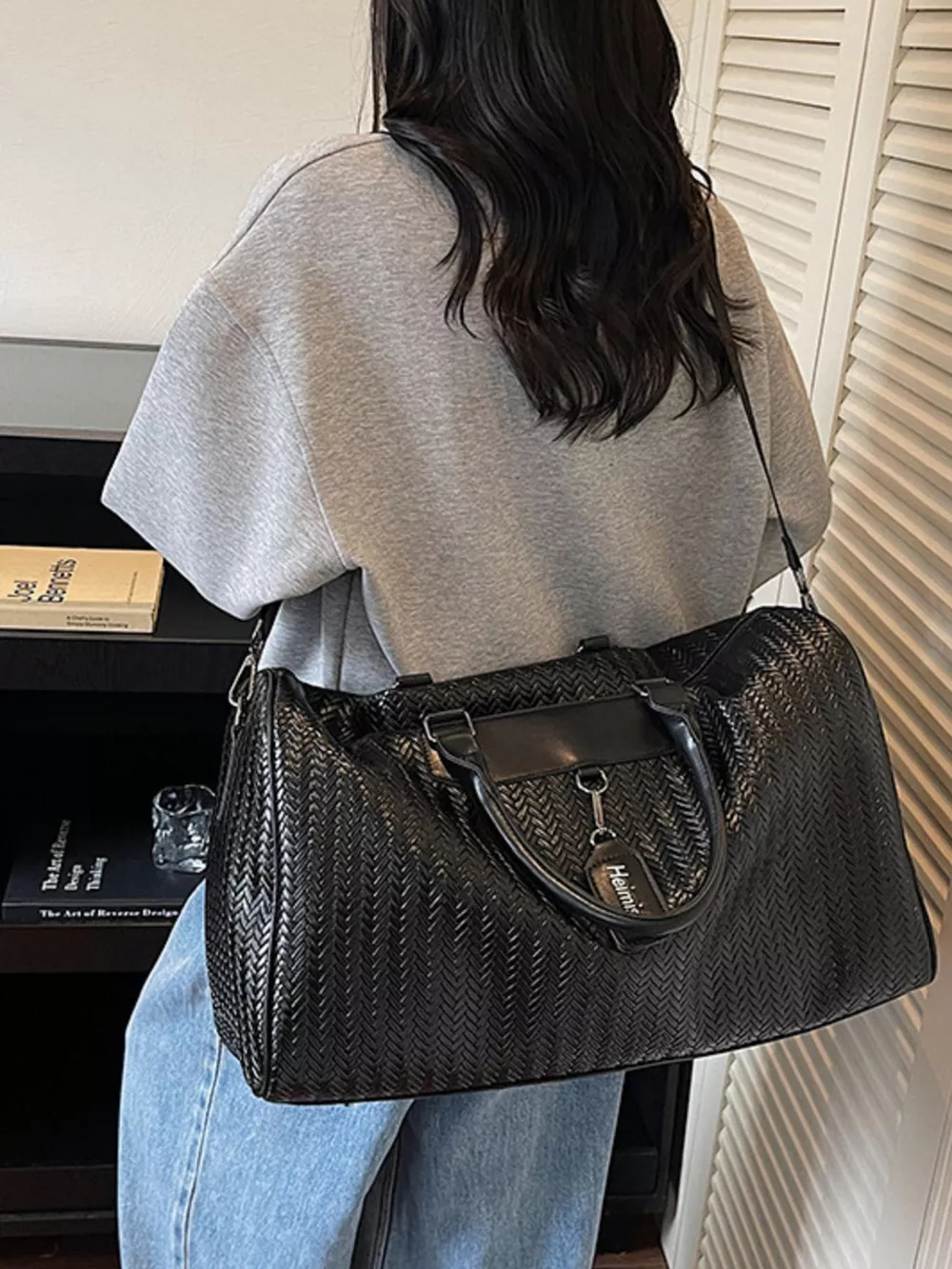 Textured Leather Travel Bag, image 4