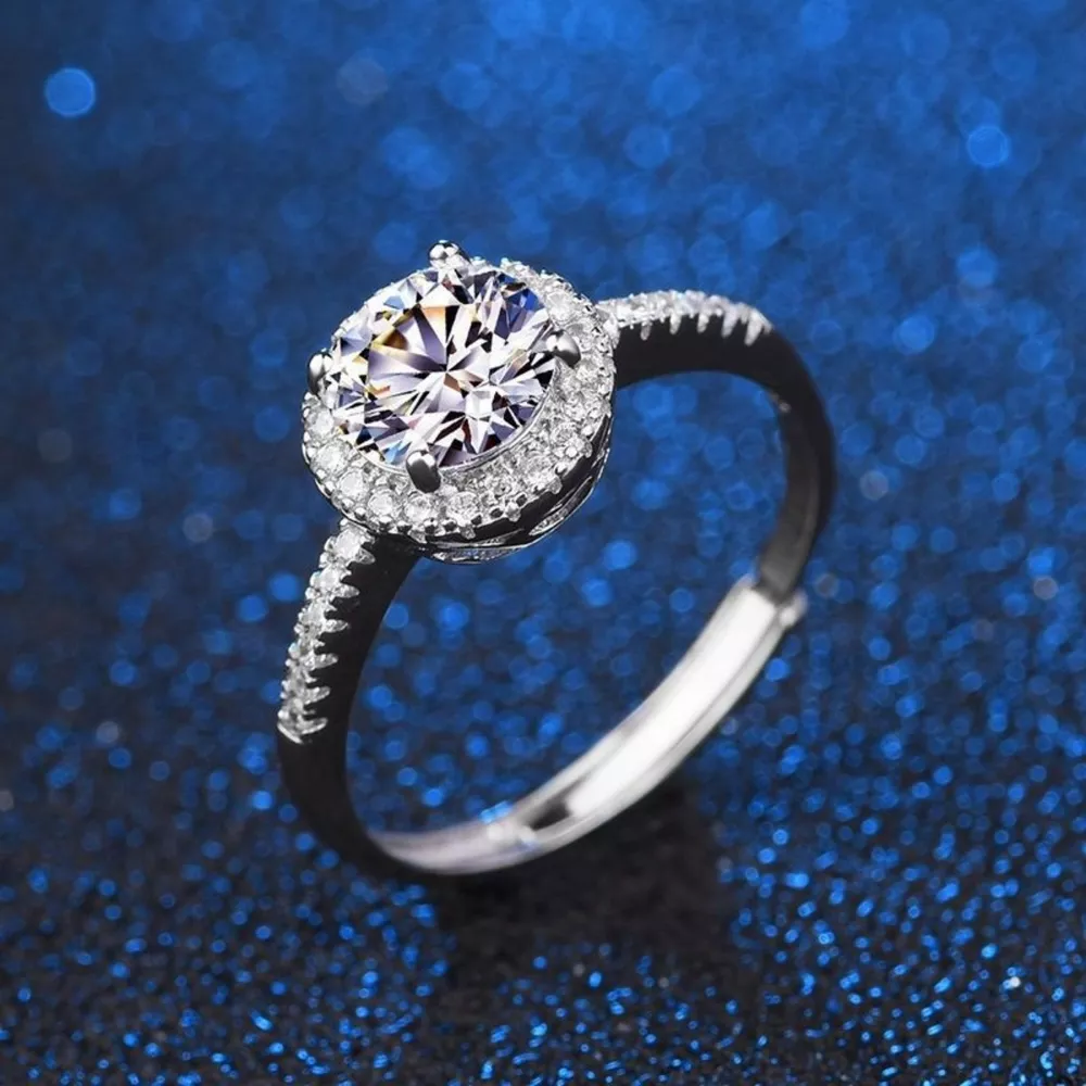 1 Carat Moissanite 925 Sterling Silver Ring, image 2