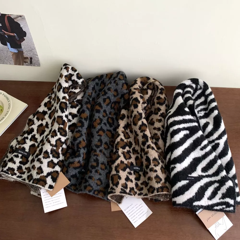 Animal Print Plush Winter Scarf, image 3