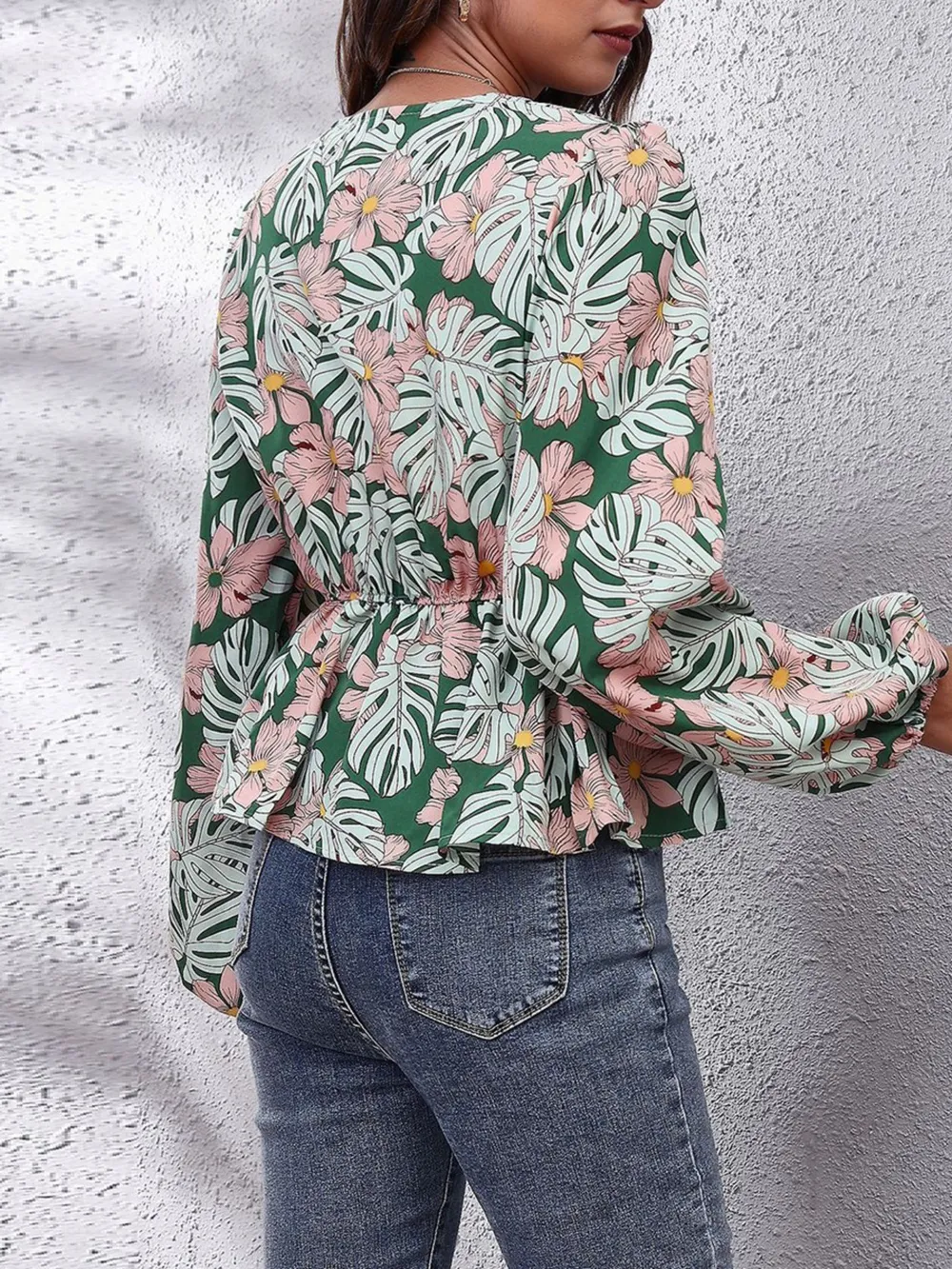 Floral V-Neck Balloon Sleeve Blouse, image 14