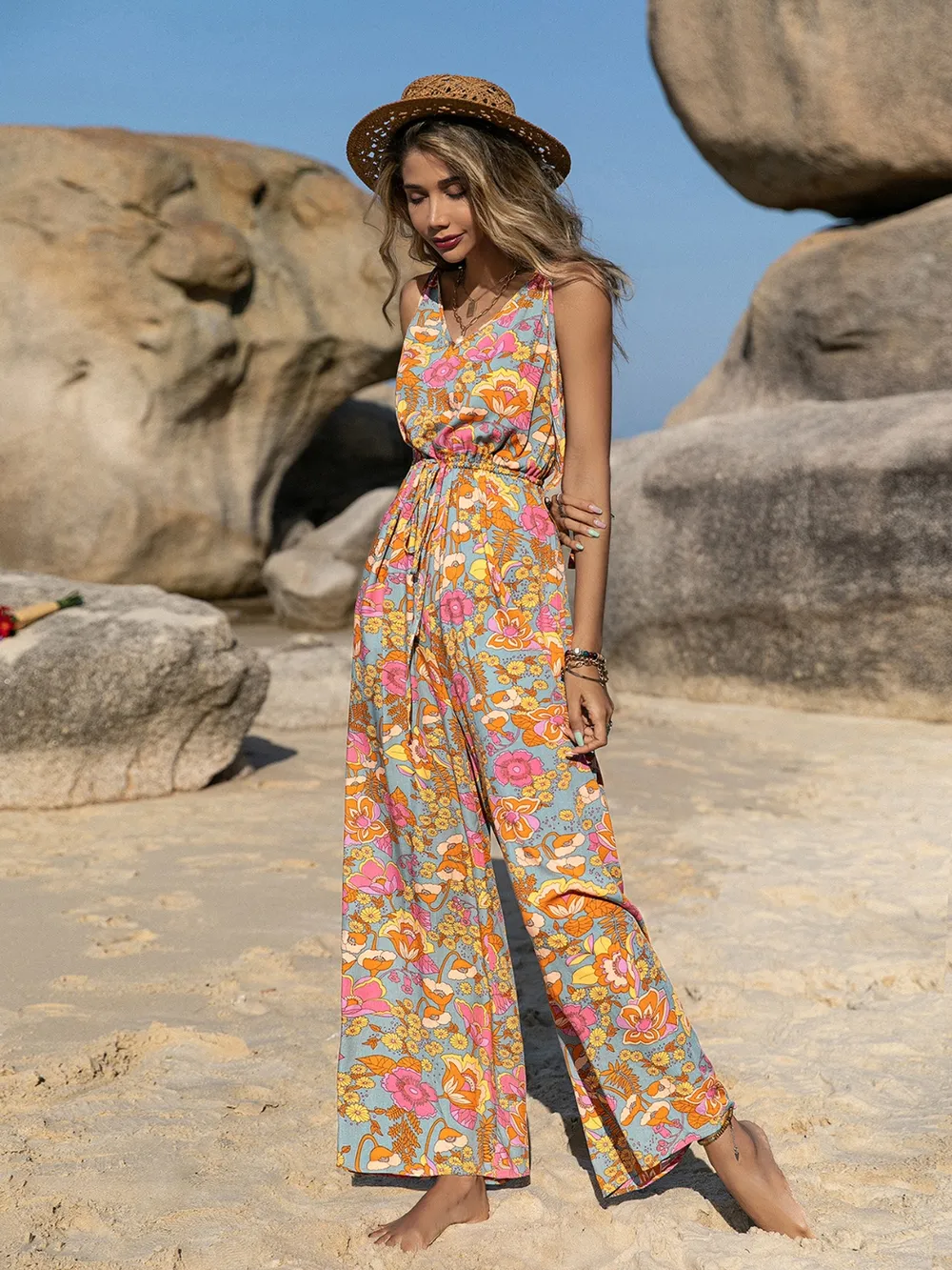 V-Neck Wide Leg Jumpsuit, image 5