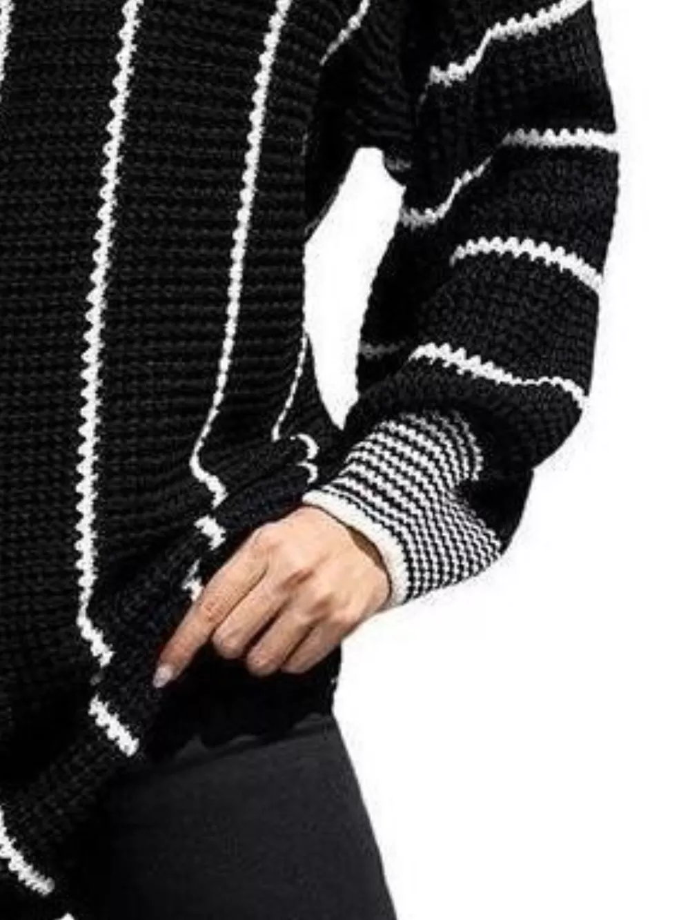 V-Neck Textured Knit Sweater, image 15