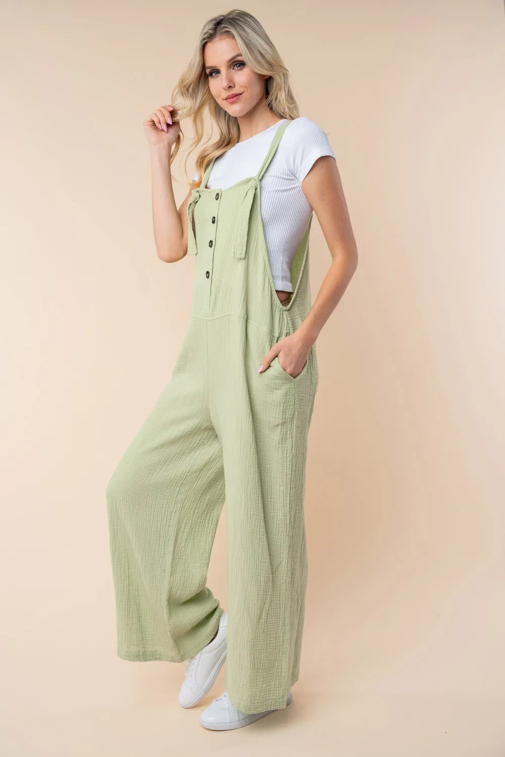 Texture Sleeveless Wide Leg Jumpsuit, image 3