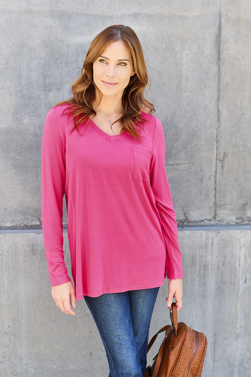 Full Size V-Neck Long Sleeve Top, image 23