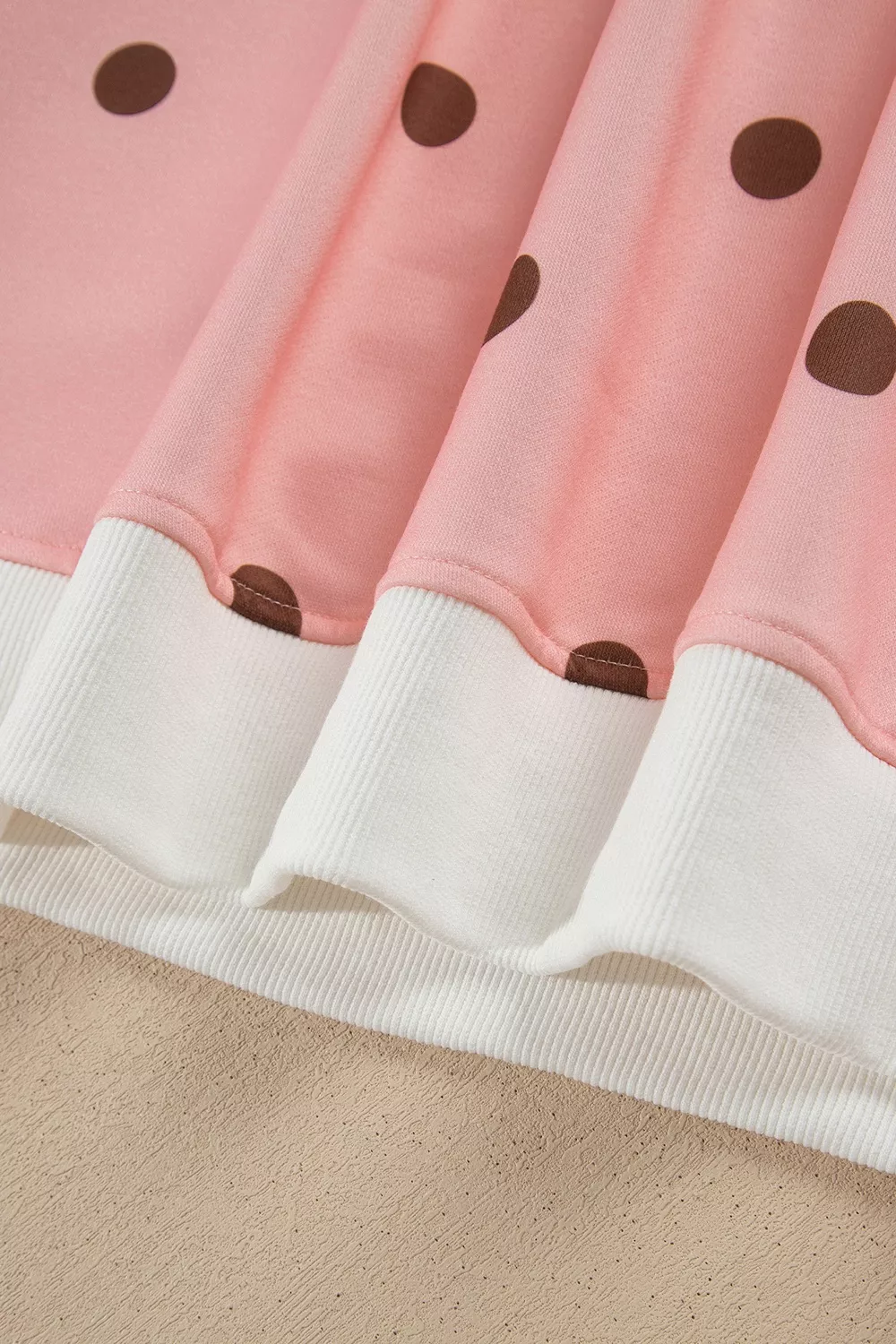 Polka Dot Long Sleeve Sweatshirt and Shorts Lounge Set, image 7