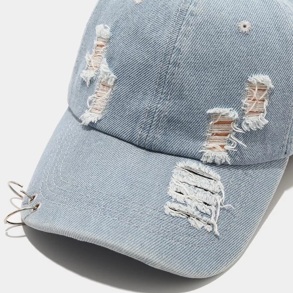 Distressed Denim Baseball Cap, image 8