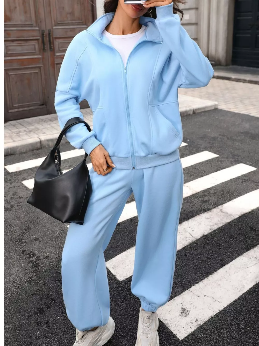 Zip-Up Long Sleeve Top and Pants Set, image 3