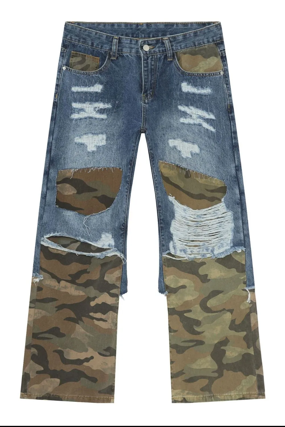 Men's Distressed Camouflage Jeans, image 9