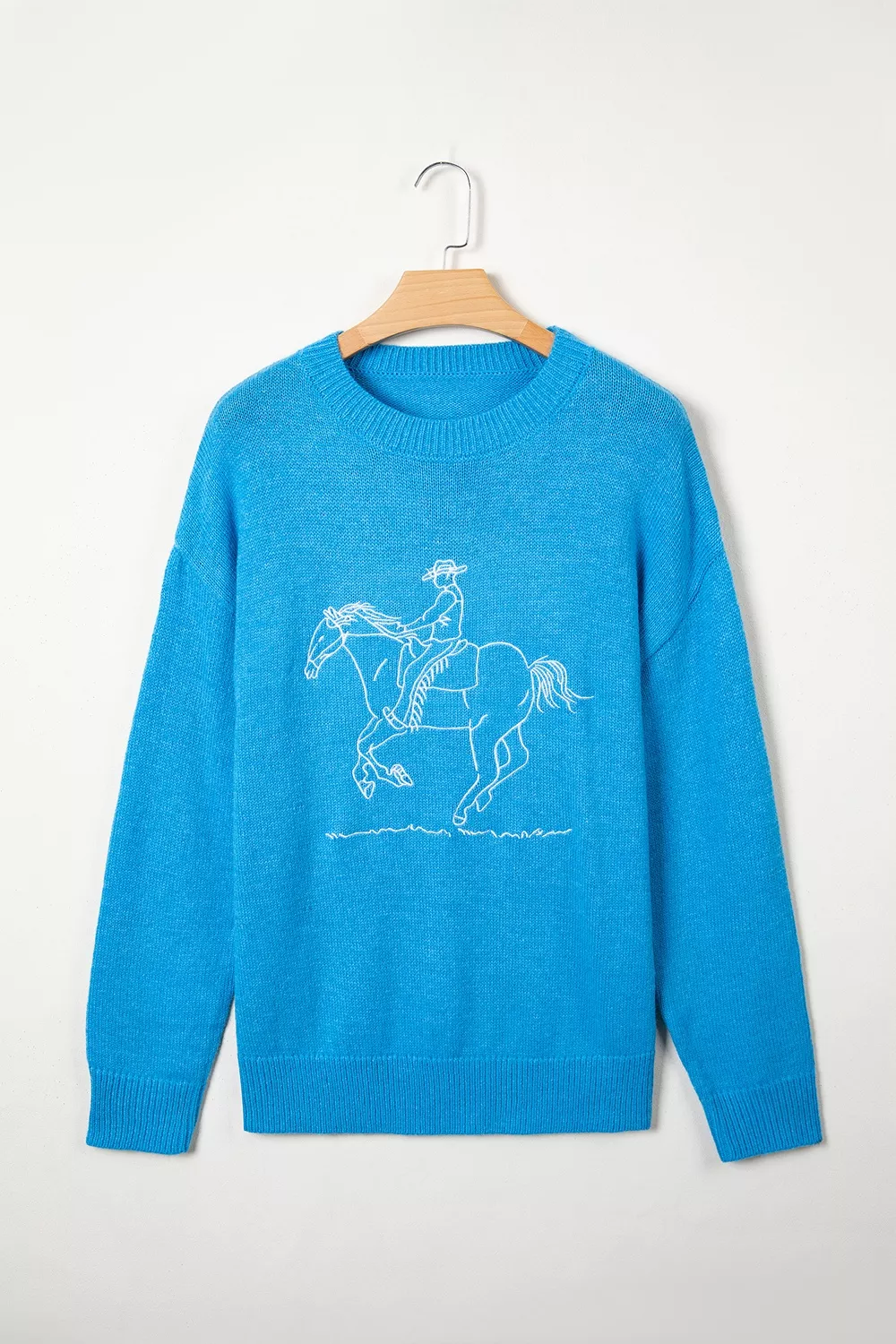 Western Embroidery Drop Shoulder Sweater, image 7