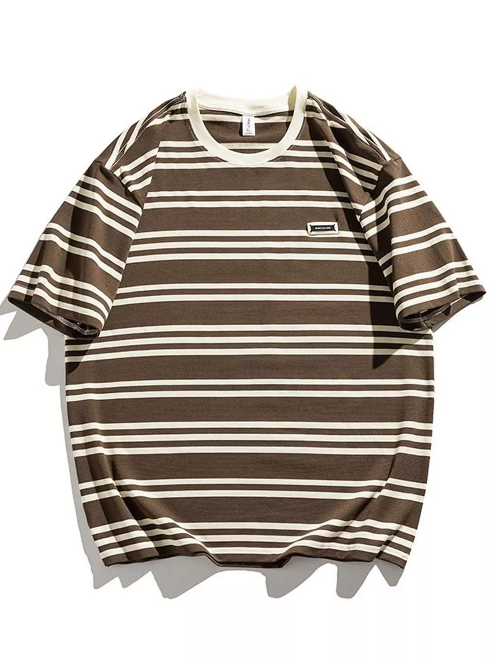 Men's Plus Size Striped Casual Round Neck T-Shirt, image 5