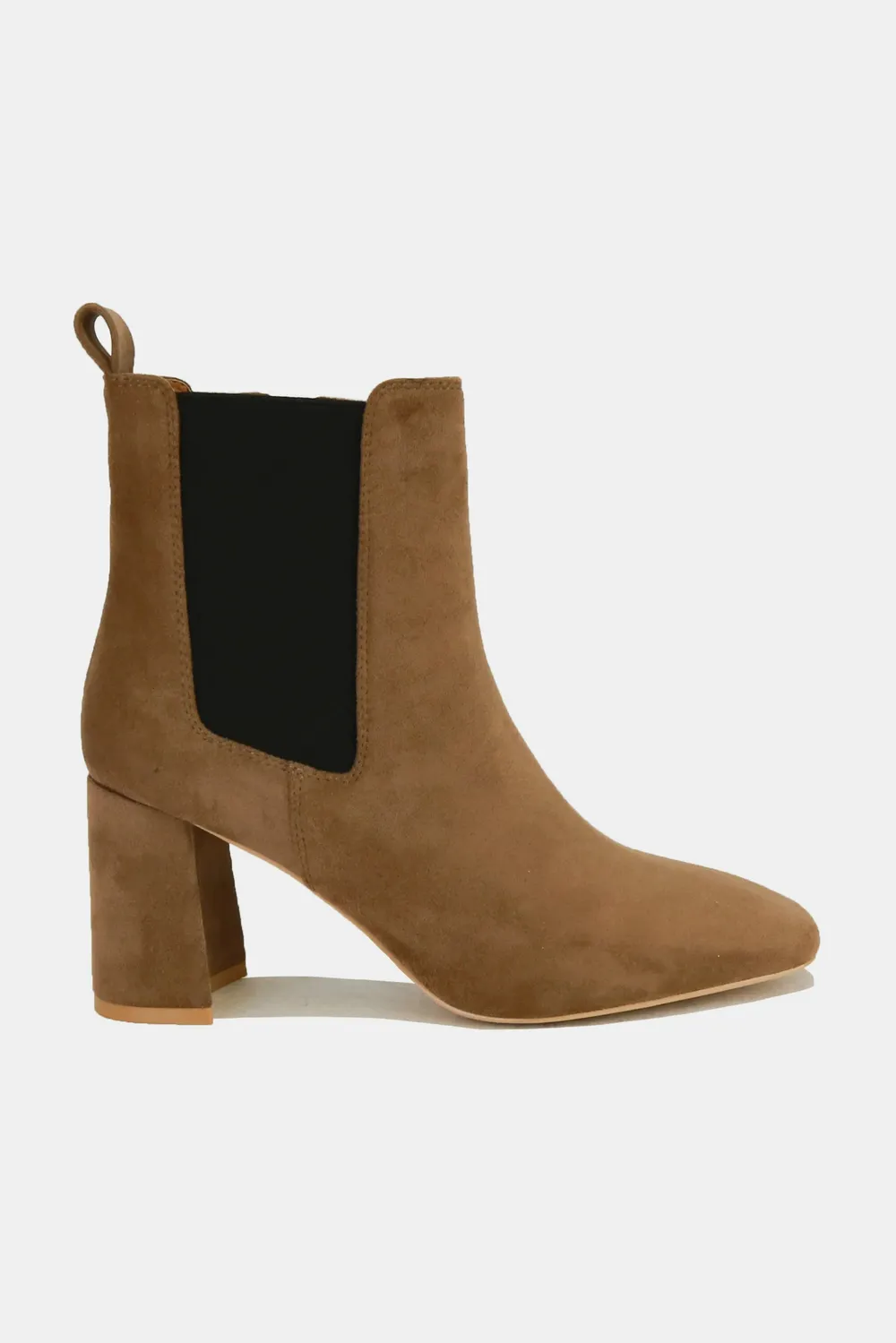 Faux Suede Block Heel Chelsea Boots with Elastic Side Panel, image 3