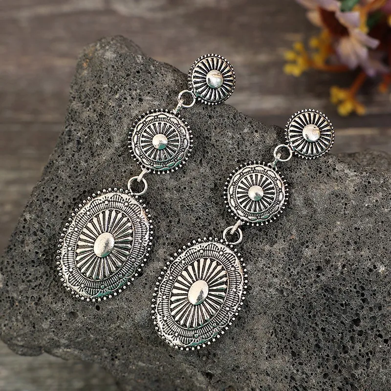 Vintage Alloy Dangle Earrings, image 3
