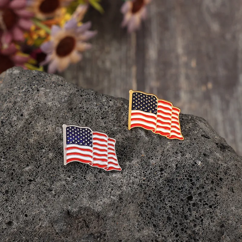 2 Piece Drip Oil US Flag Brooch, image 4
