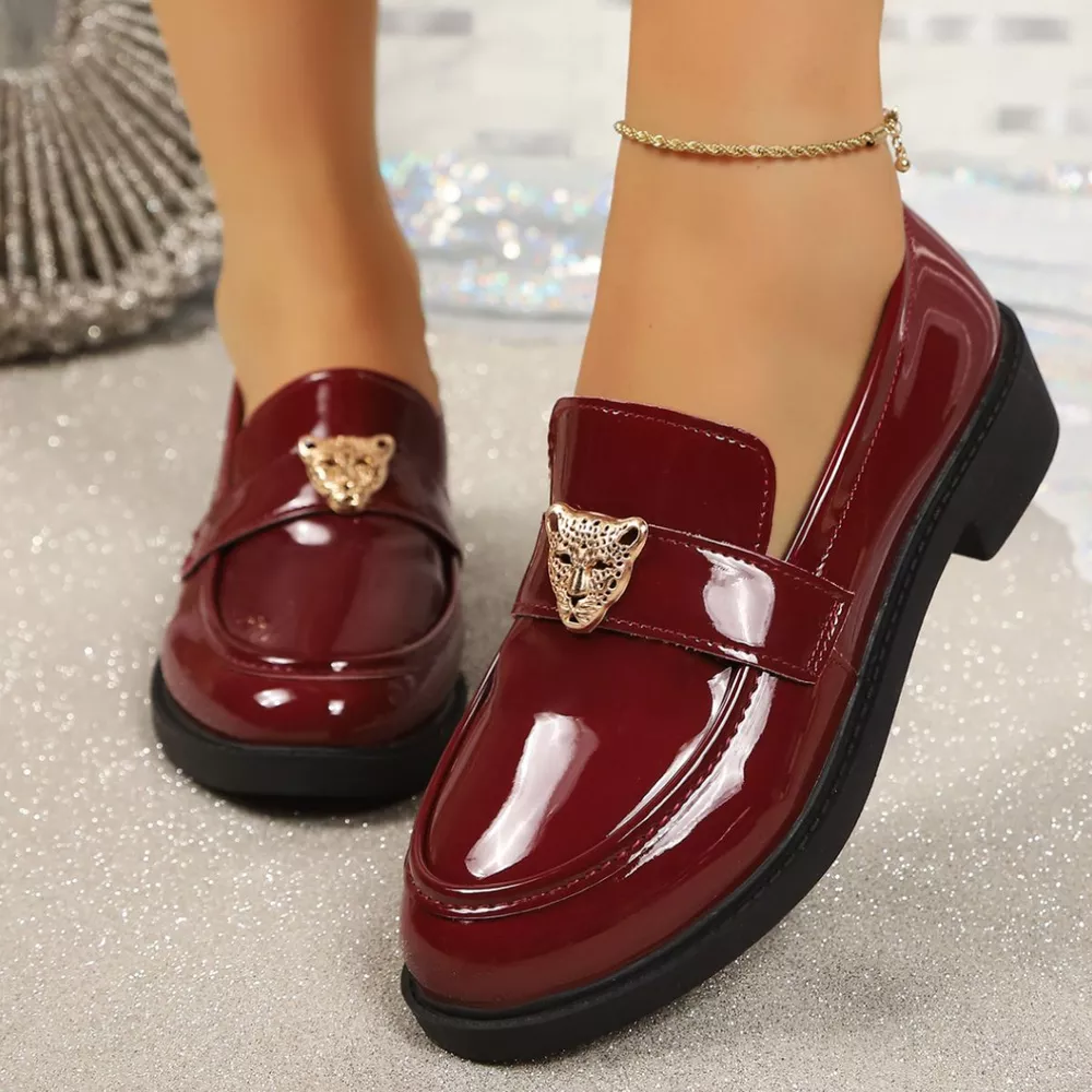 Round Toe Block Heel Loafers, image 5
