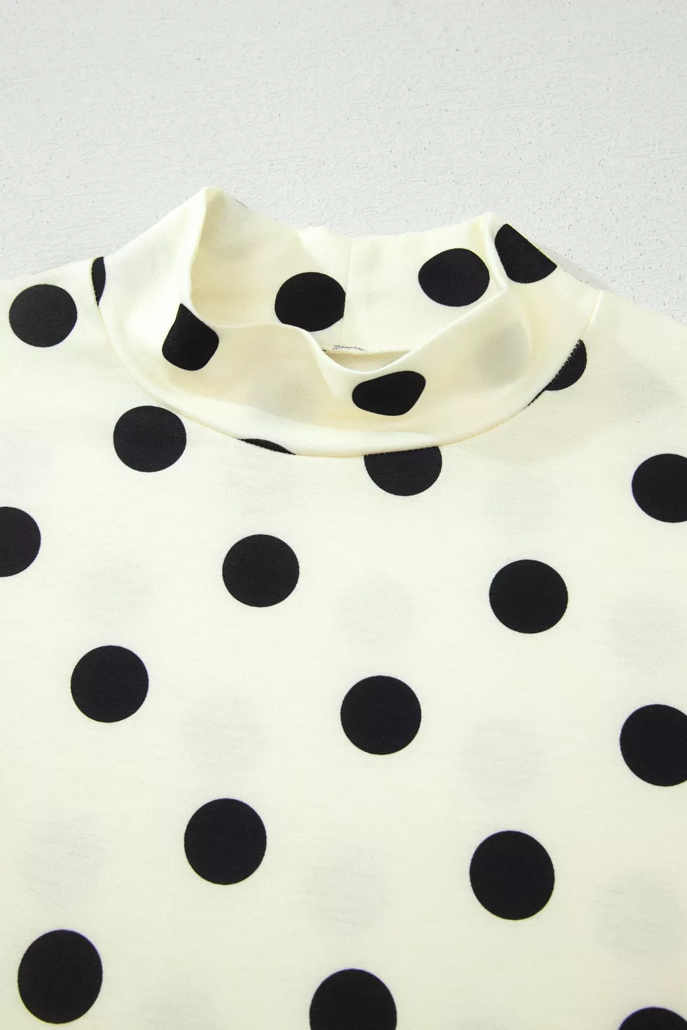Polka Dot Mock Neck Short Sleeve Blouse, image 7
