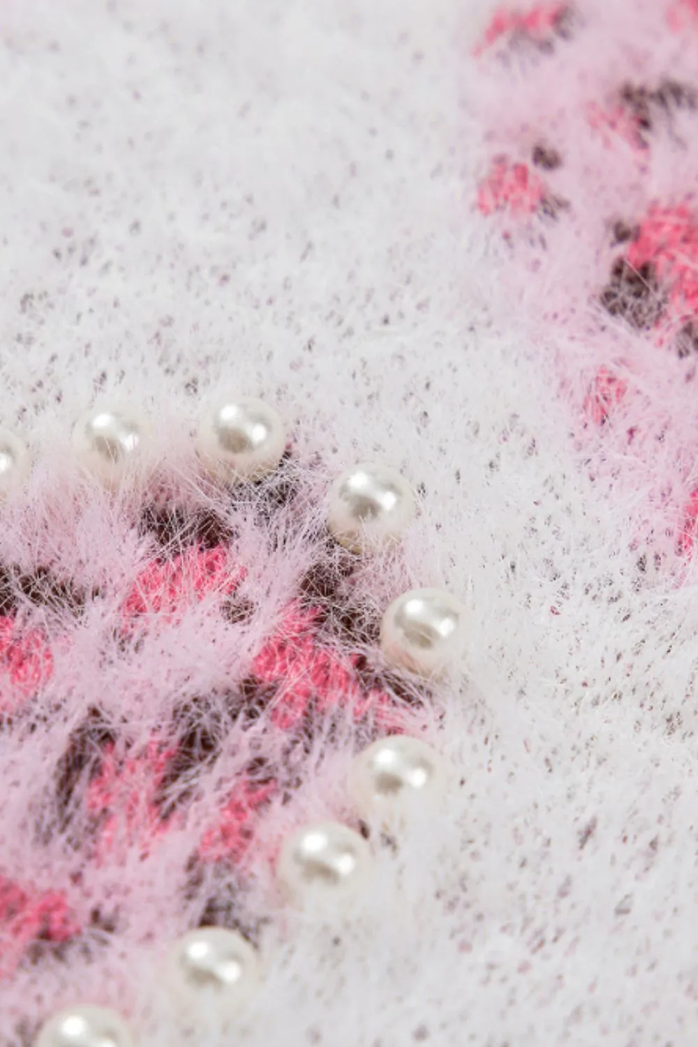 Pearl Detail Heart Round Neck Sweater, image 8
