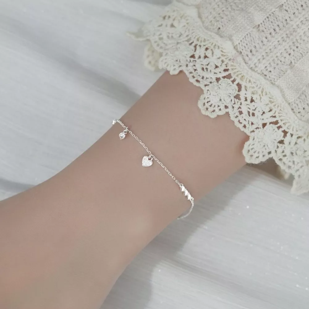 Heart Charm 925 Sterling Silver Bracelet, image 4