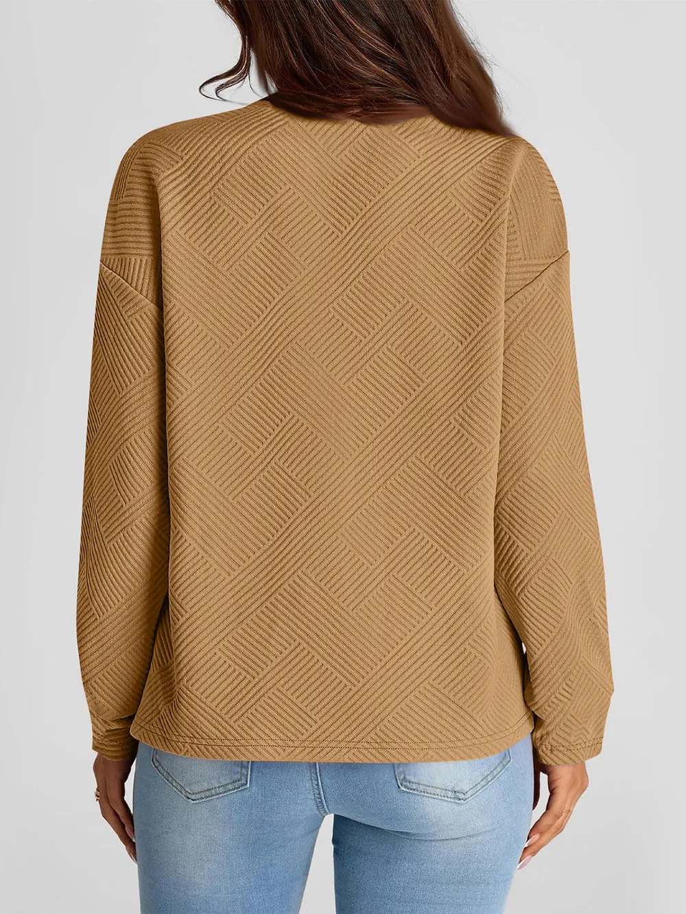 Full Size Texture Round Neck Long Sleeve Sweatshirt, image 7