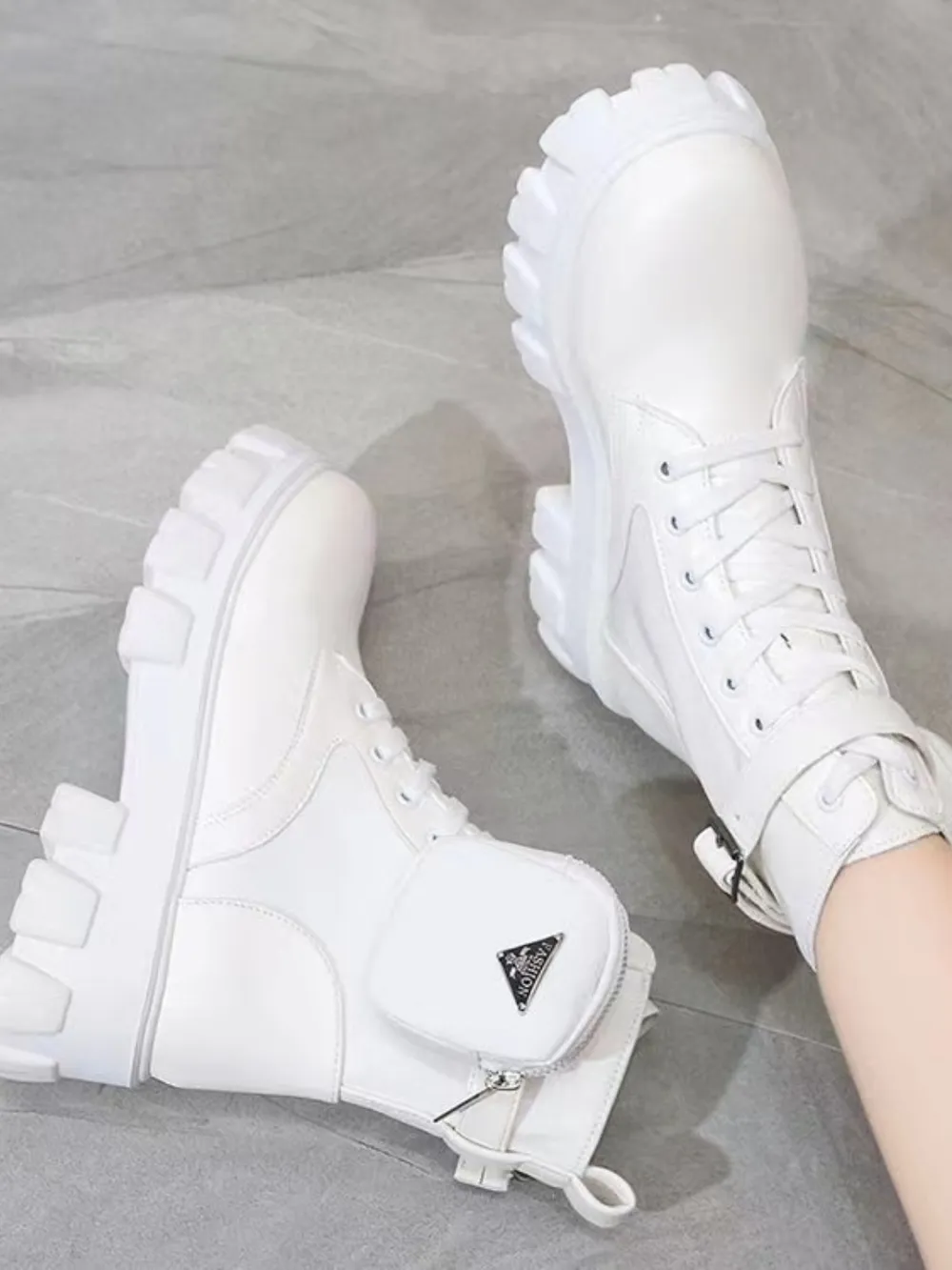 Lace Up PU Leather Platform Boots, image 2