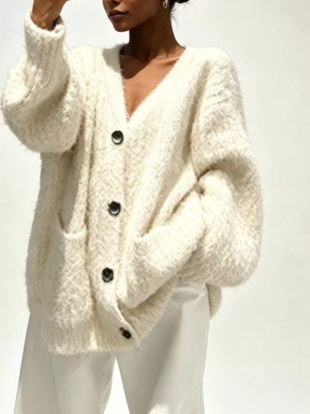 Full Size V-Neck Button-Down Cardigan Plus Size