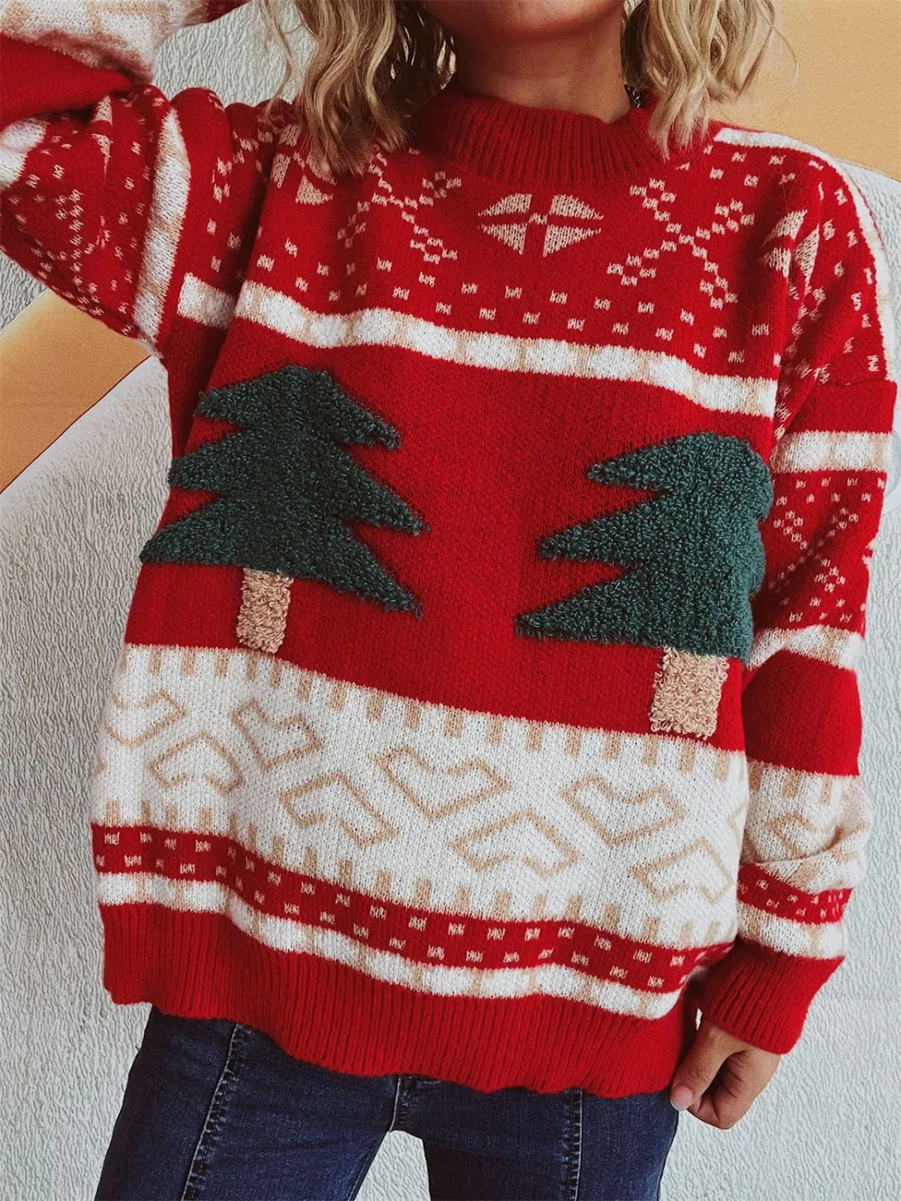 Christmas Tree Mock Neck Long Sleeve Sweater, image 2