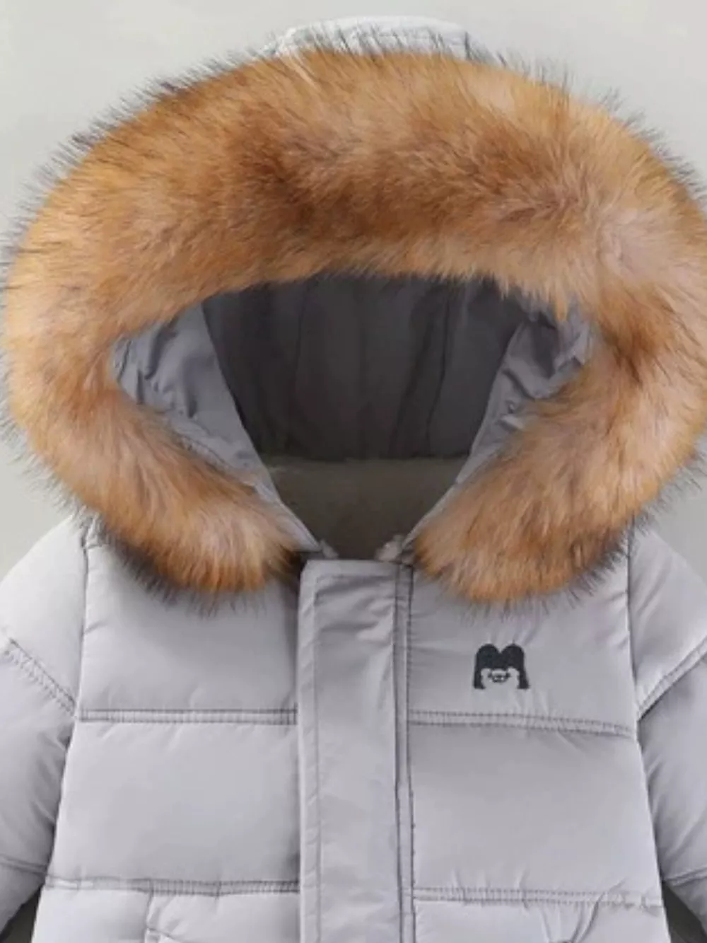 Children's Warm Padded One-Piece Snowsuit with Fur Hood, image 23