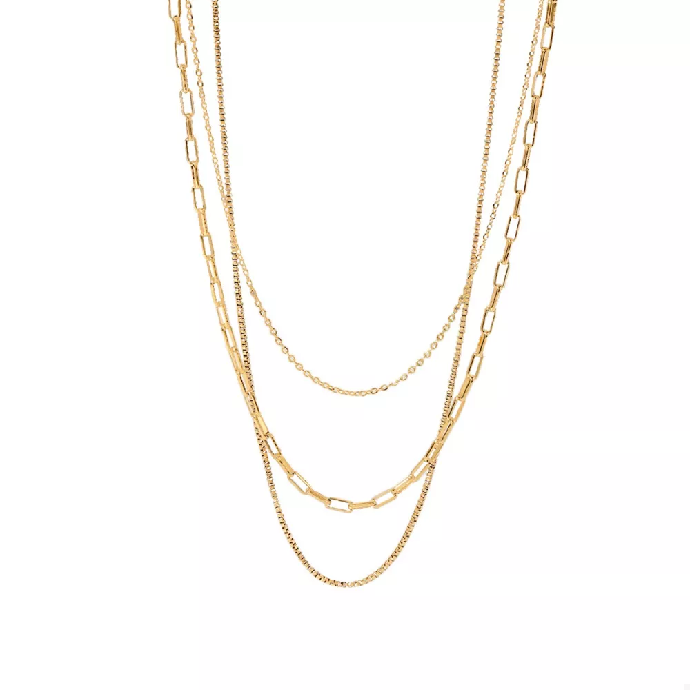 18K Gold-Plated Three Layered Necklace, image 7