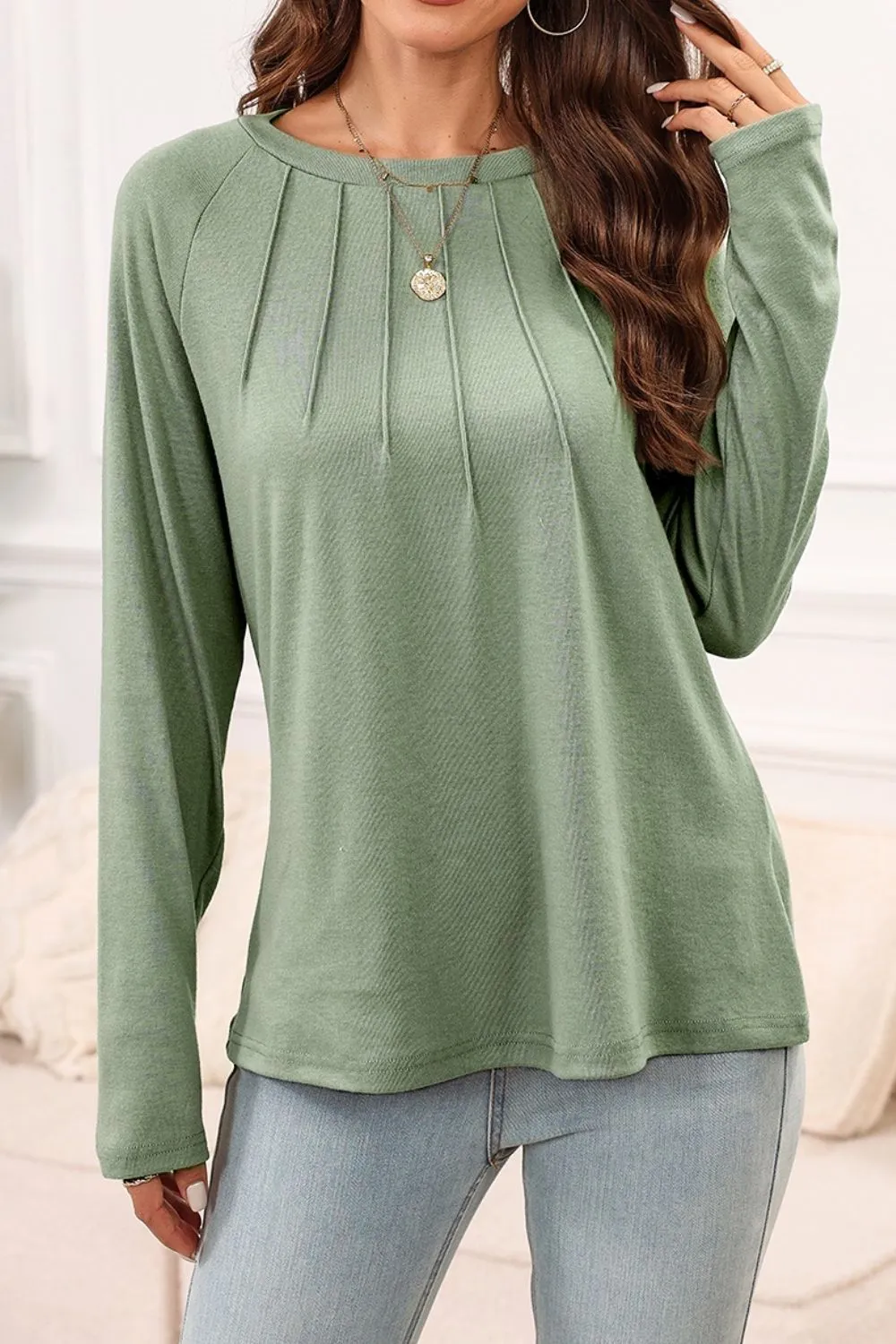 Texture Round Neck Long Sleeve T-Shirt, image 17