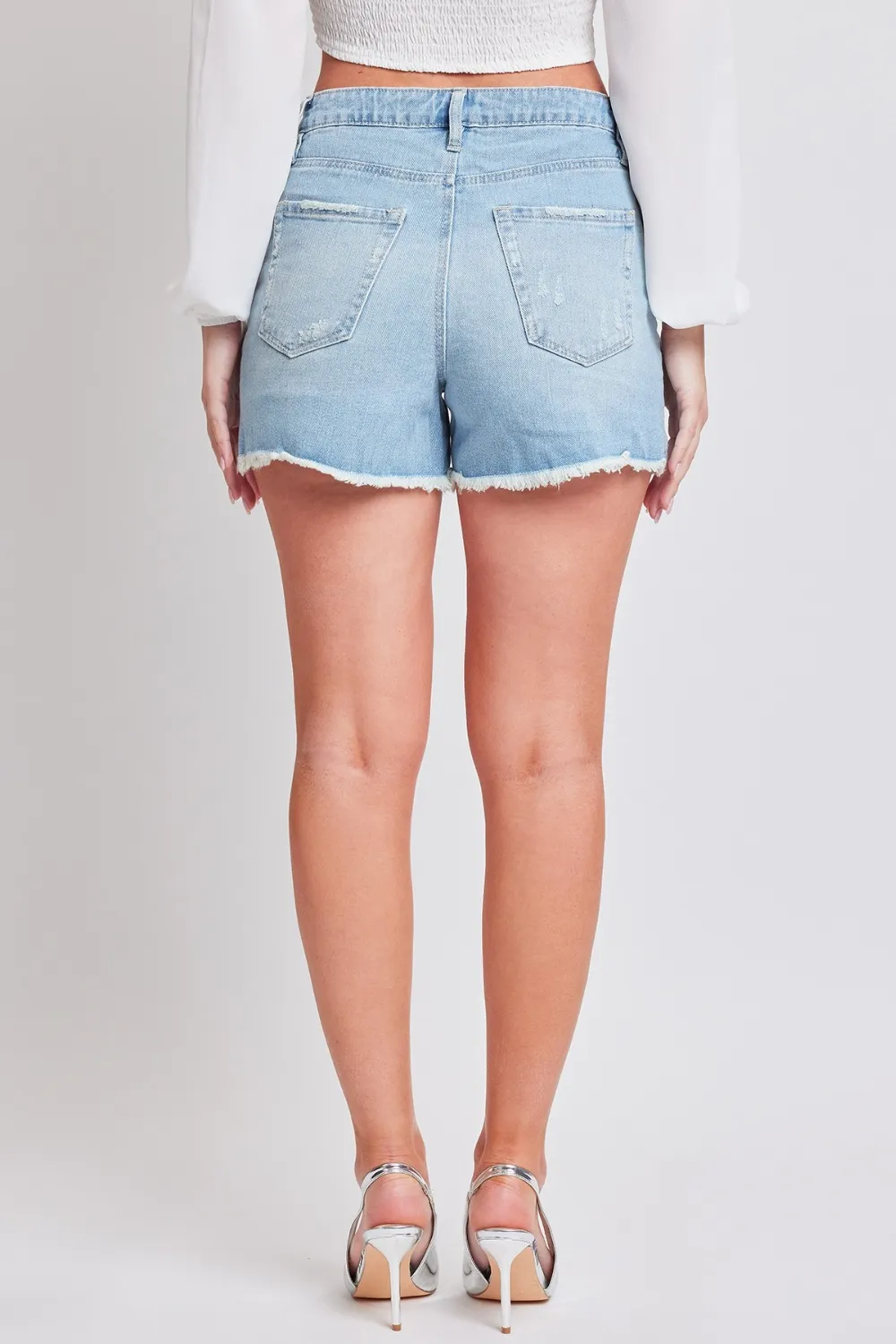 Distressed Frayed Hem Denim Shorts, image 3