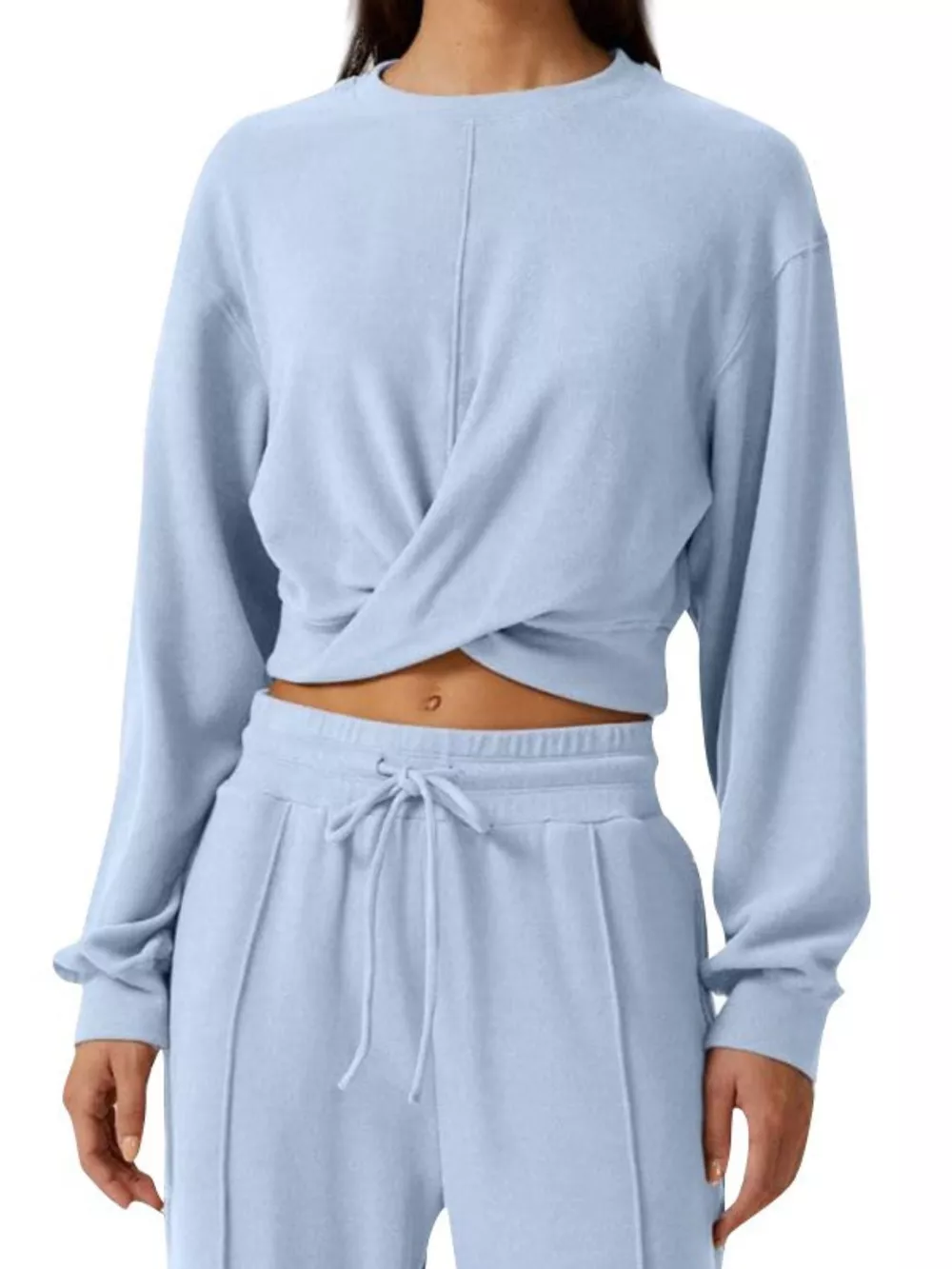 Twist-Front Long Sleeve Top and Pants Set, image 8