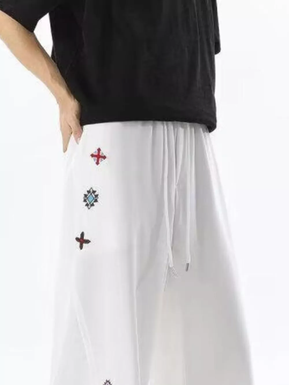 Men's Embroidered Wide-Leg Casual Pants, image 4