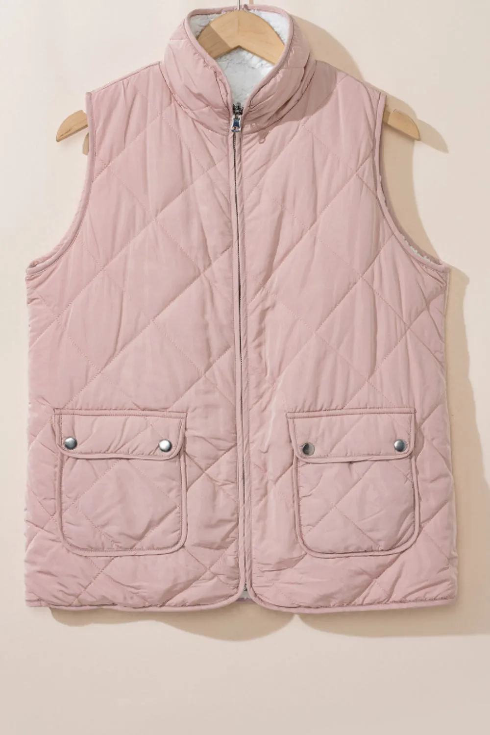 Fuzzy Zip Up Vest Coat with Pockets, image 13