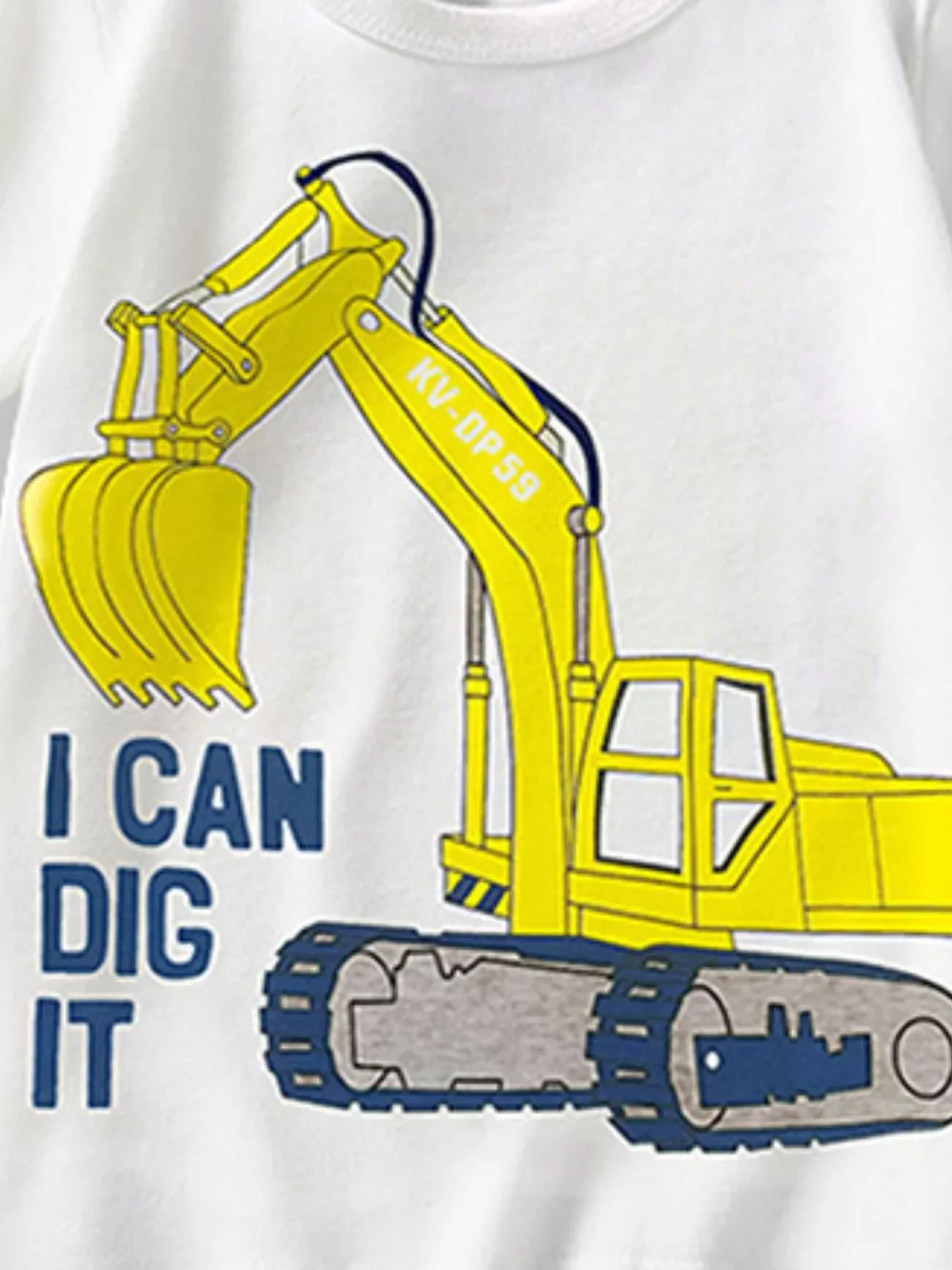 Children's Excavator Graphic Round Neck Tee, image 3