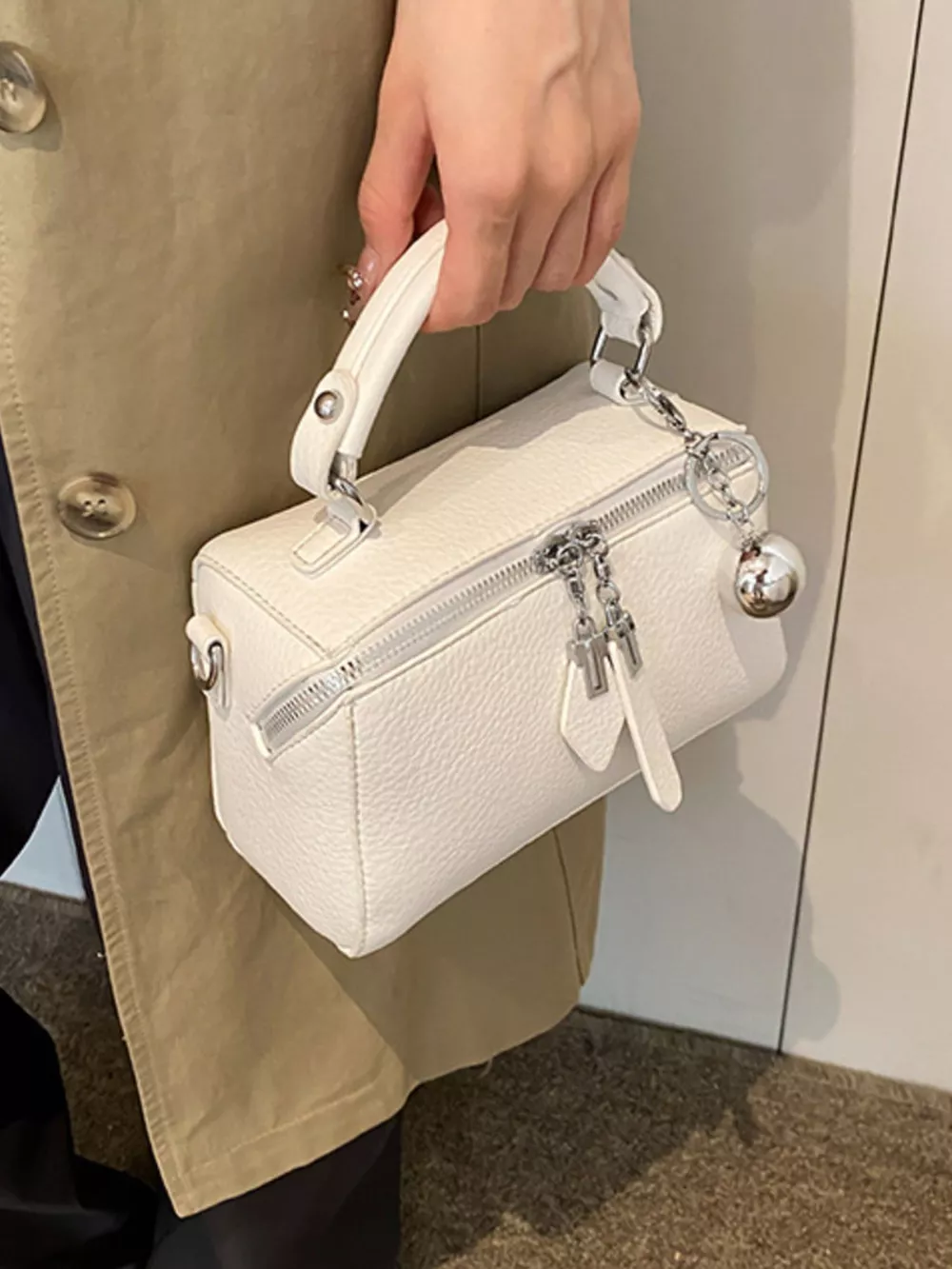 Textured Leather Handbag, image 11
