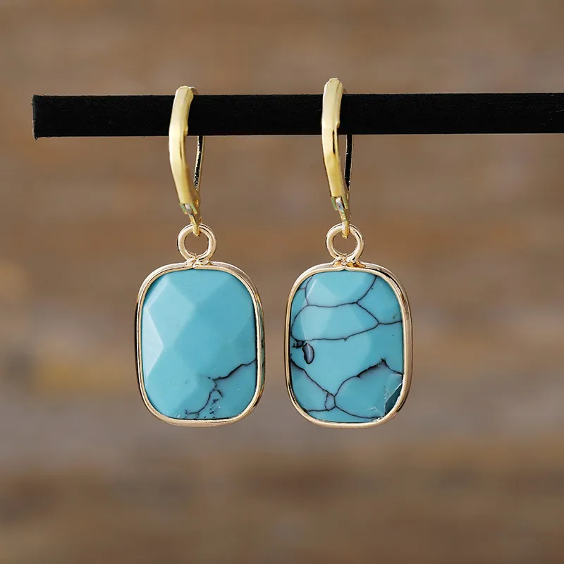 Copper Natural Stone Dangle Earrings, image 2