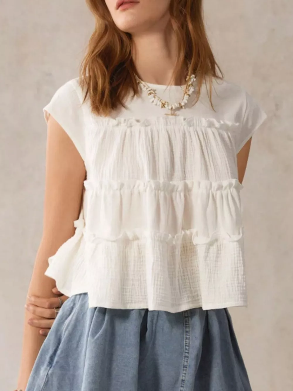 Tiered Cap Sleeve Blouse, image 5