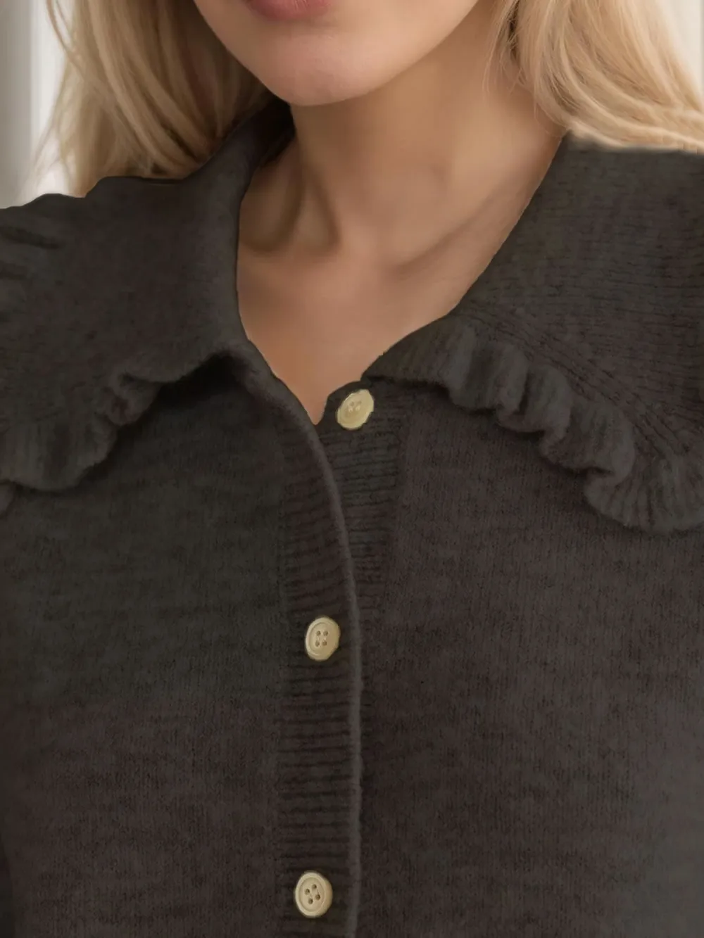Button Up Long Sleeve Cardigan with Peter Pan Collar, image 6