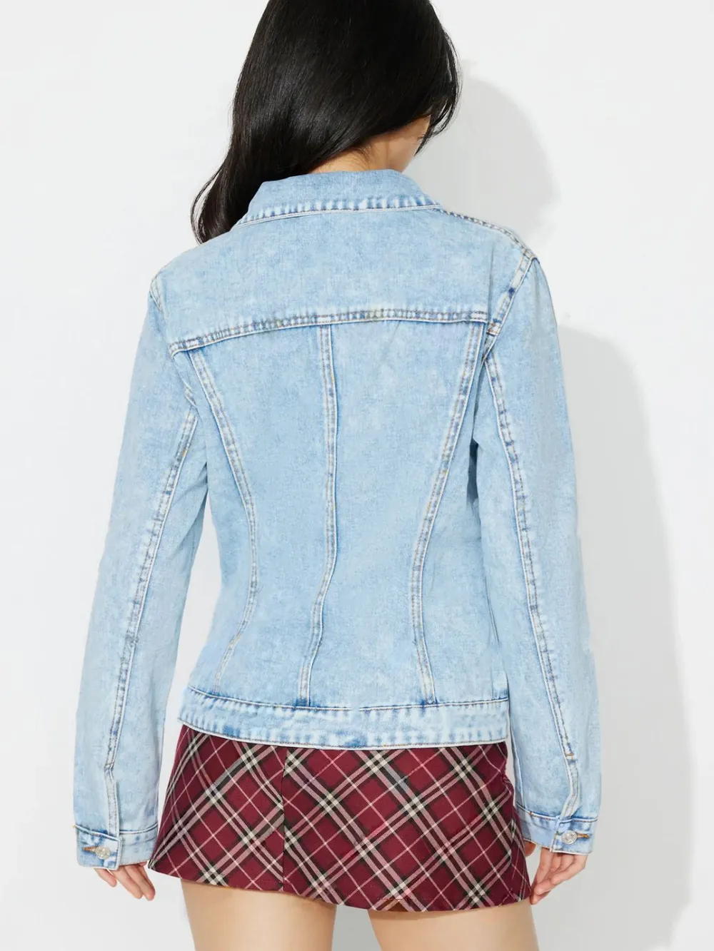 Button Up Long Sleeve Denim Shacket, image 2