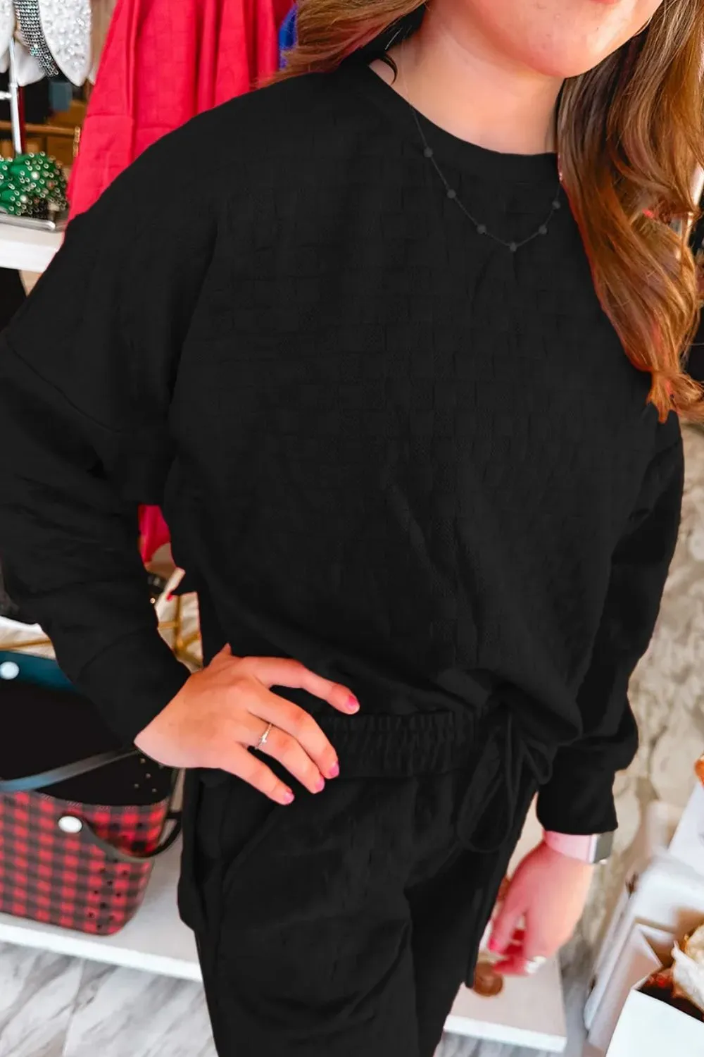 High-Low Round Neck Top and Pants Set, image 7
