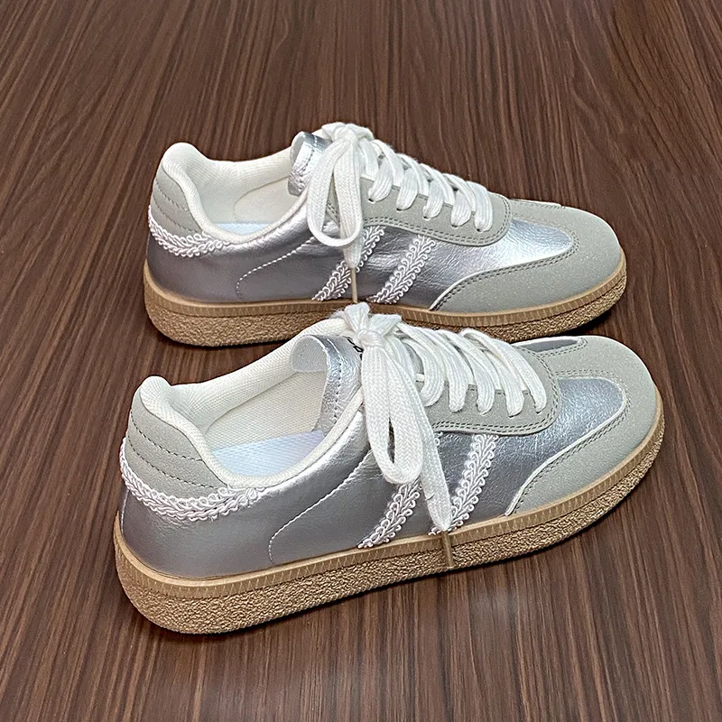 Contrast Lace Up Round Toe Sneakers, image 4