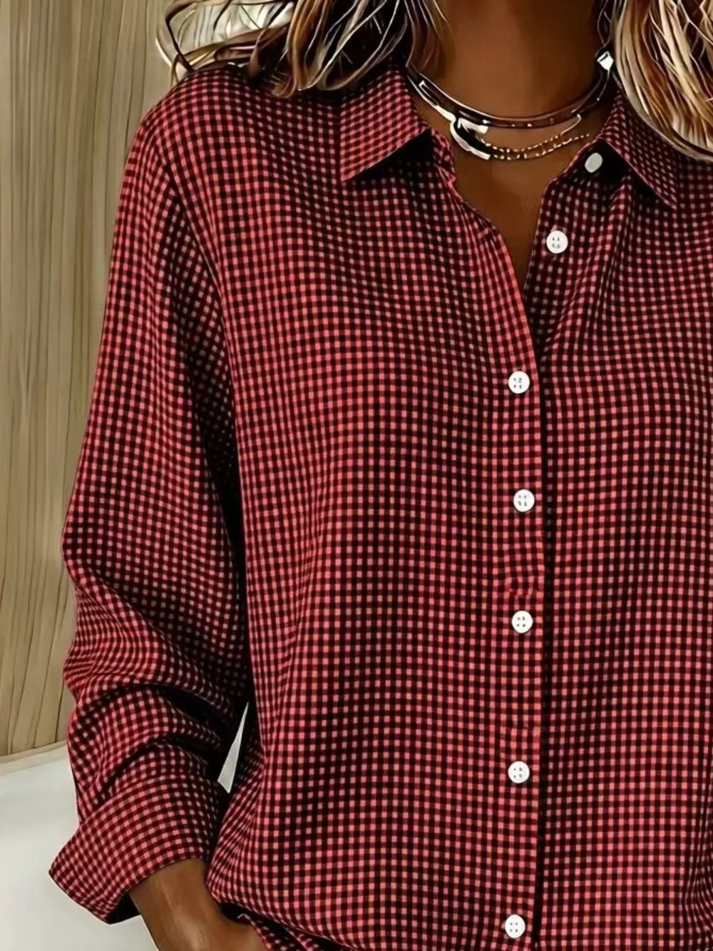 Full Size Plaid Button Up Long Sleeve Shirt Plus Size, image 20