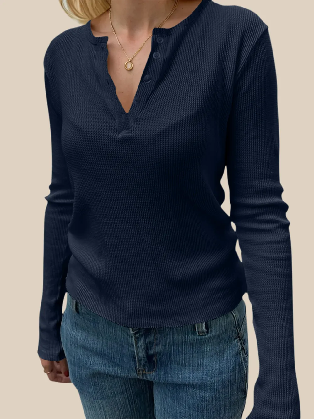 Quarter Button Long Sleeve T-Shirt, image 5