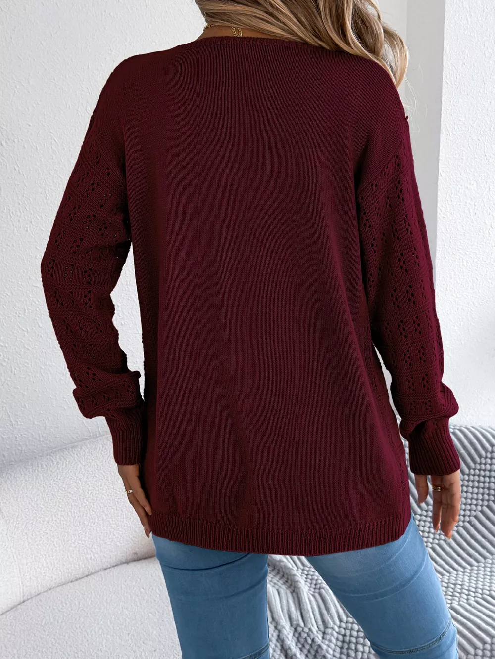 Open-Front Crochet Knit Cardigan, image 14
