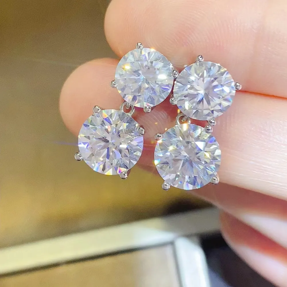 10 Carat Moissanite 925 Sterling Silver Earrings, image 4